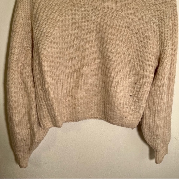 Topshop Ribbed Cropped Crew Neck Knitted Sweater Nude - Picture 7 of 12